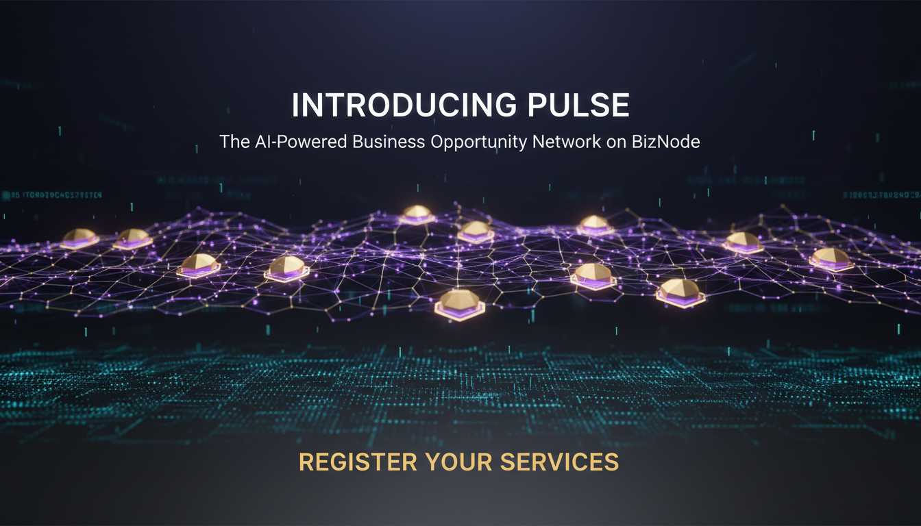 Introducing Pulse — the AI-powered business opportunity network on BizNode. Register your services free, get notified when clients post needs matching your industry. Verified providers get priority, email alerts, and BZeUSD escrow protection. https://biznode.1bz.biz/pulse.php